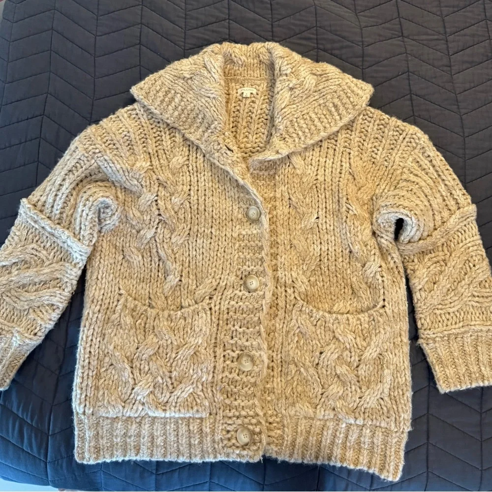 Pilcro Chunky Knit Cardigan in Cream - Picture 6 of 6